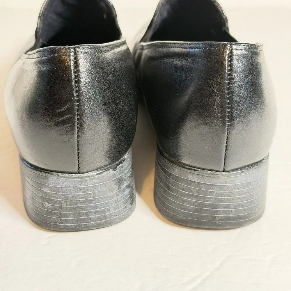 Munro American Black Leather Slip On Comfort Heels Shoes Womens 8N Narrow USA